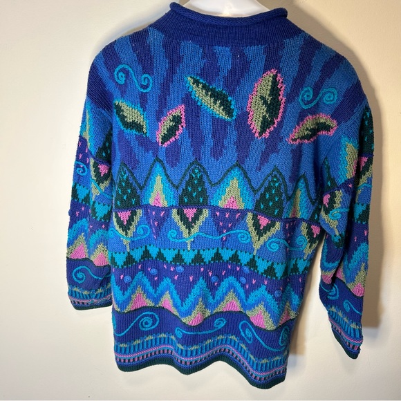 Vintage Segrets Sun Prints hand knit tunic length long sleeve sweater women’s Lg - Picture 4 of 8